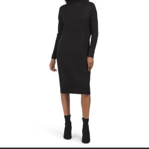 FOR THEE Black Juniors Long Sleeve Funnel Neck Midi Dress